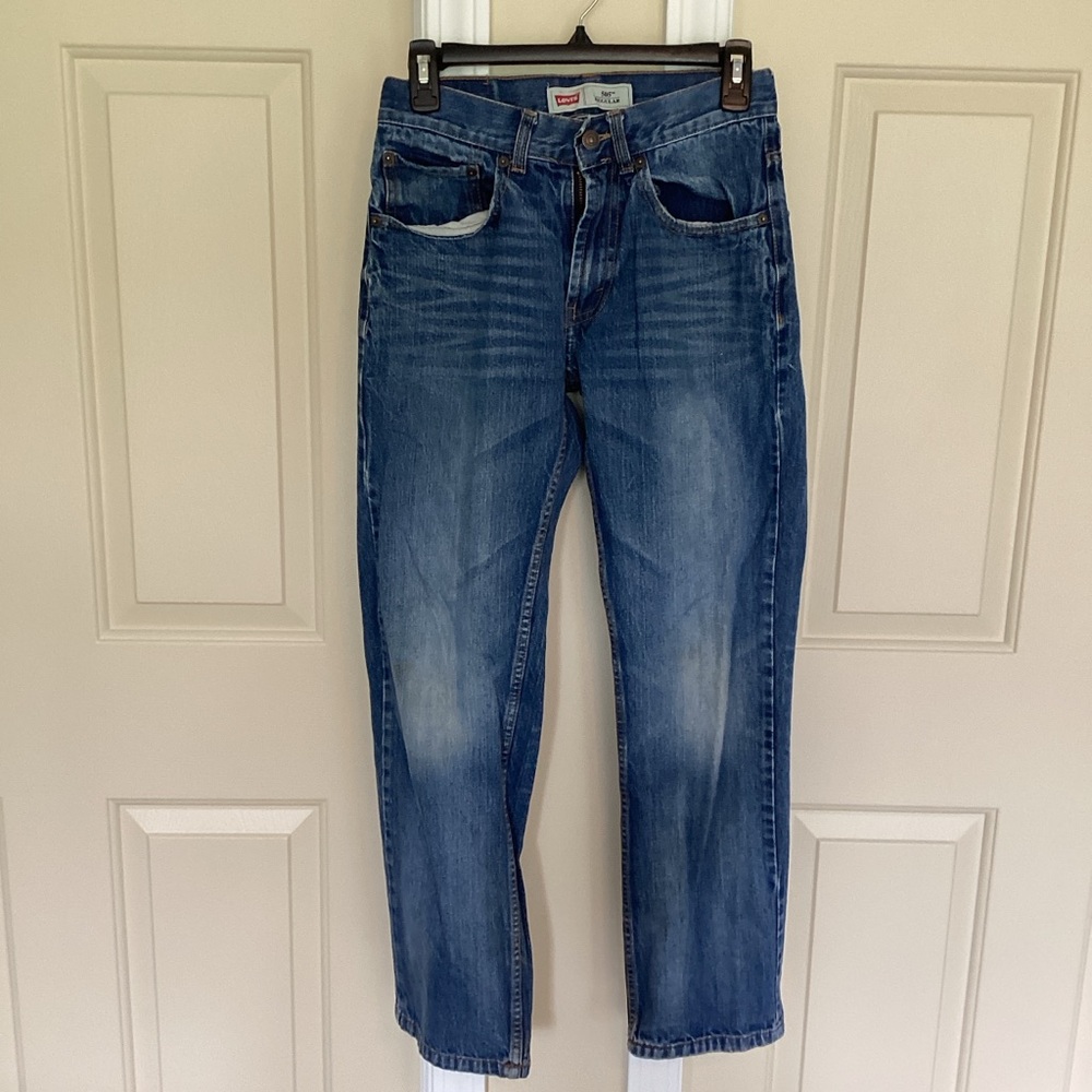 Levi’s 505 Youth Jeans Size 16 W26 L28 Straight Leg Medium Wash Boys Denim